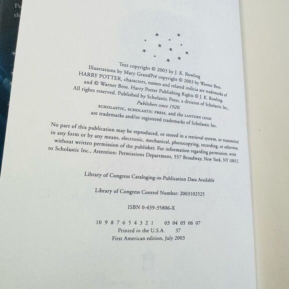 Harry Potter and the Order of the Phoenix 1st American Edition RARE Misprint - Picture 7 of 9